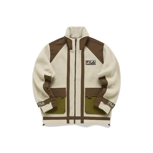 White Mountaineering X FILA FUSION FILA FUSION Hakusan L Collaboration Collection Velvet Jackets Men Beige