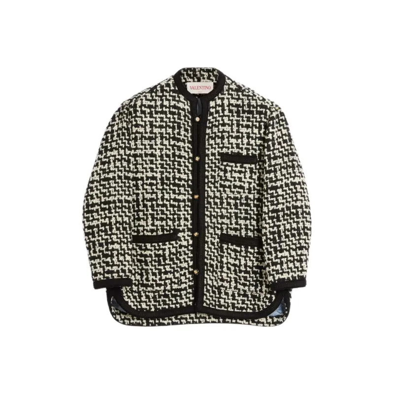 Valentino Wool Tweed Shirt Jacket Jackets Coats Men's Black-0