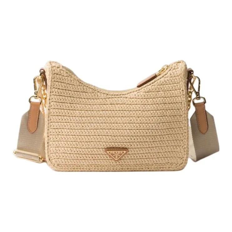 PRADA Re Edition Raffia Shoulder Bag Women's Natural-3