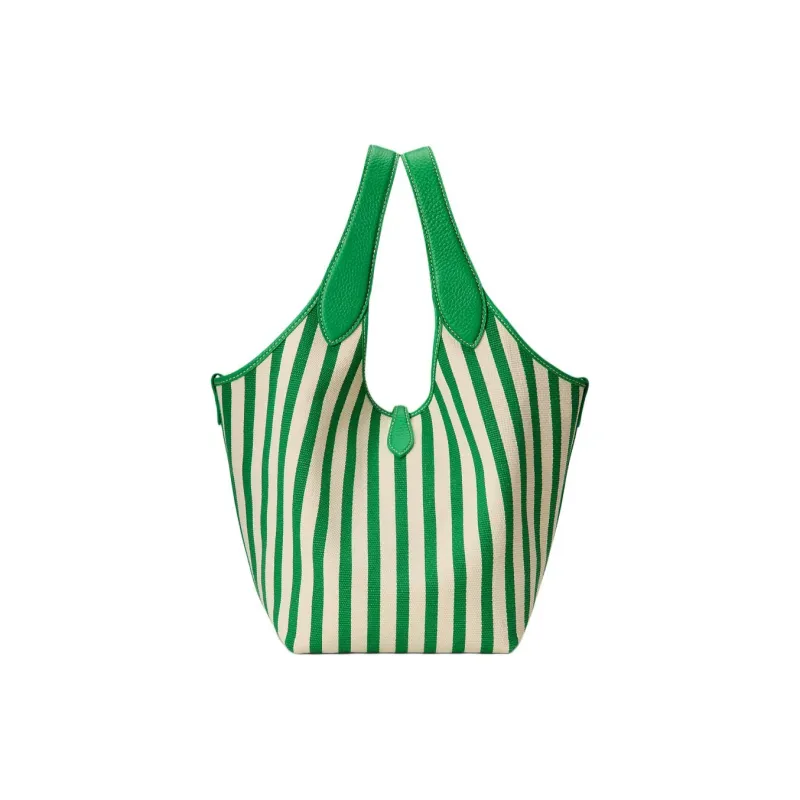 Polo Ralph Lauren Fabric Tote Bag, Shopping Bag, Shoulder Bag, Handbag Women's Green & White-2
