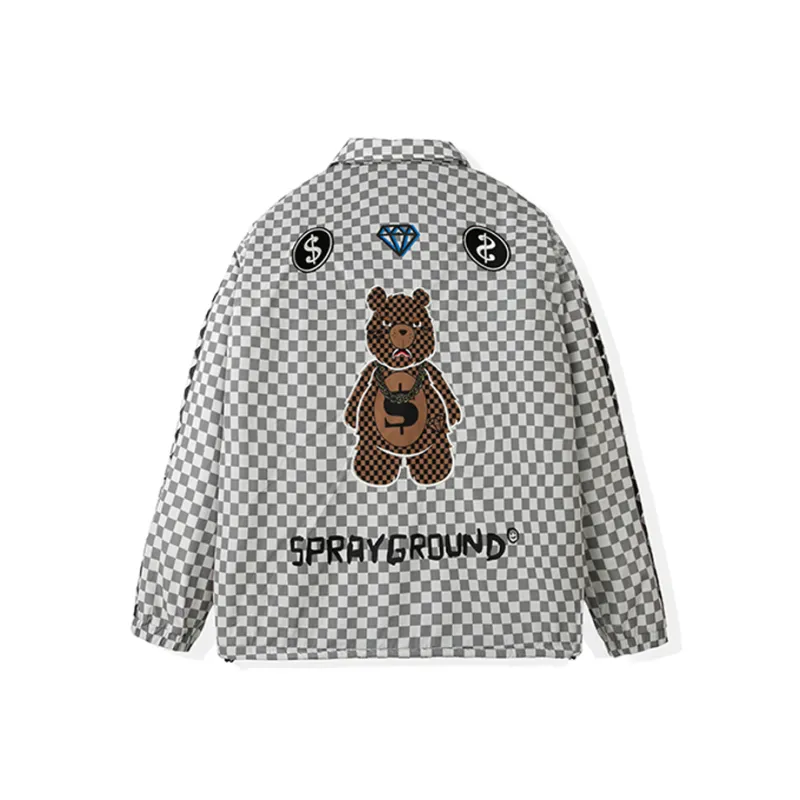 SPRAYGROUND Animal Pattern Letter Checkerboard Lapel Loose Fit Puffer Jacket Unisex-6