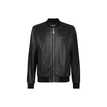 PHILIPP PLEIN Leather Bomber Jacket