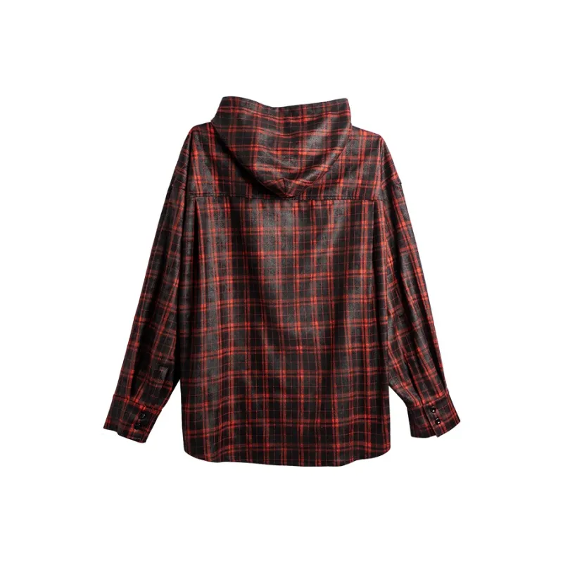 DBW DOUBLEWIN Shirt Unisex Red Black Plaid-1