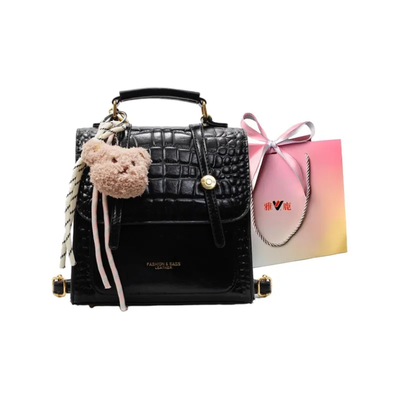 Yalu PU Backpack Women's Black/Ecru/Brown/Silver/Burgundy-0