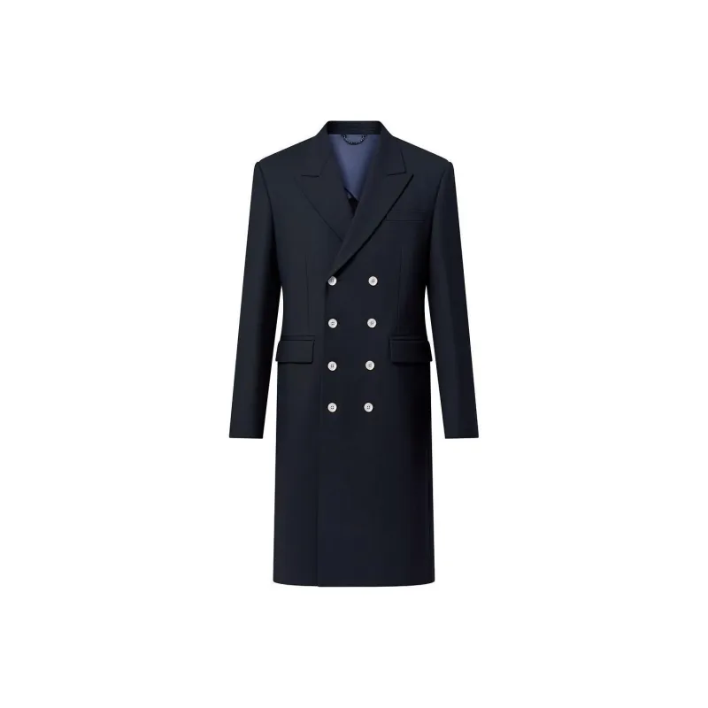 LOUIS VUITTON Double Breasted Tailored Wool Blend Coat-0