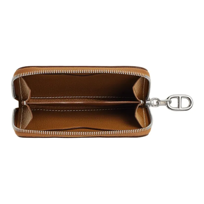 HERMES ZipengoChaine D'Ancre Evercolor Calfskin Card Holder Women's 37 Gold Brown-1