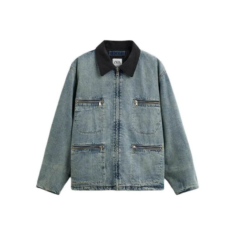 ZARA Denim Jacket Men's Light Blue-0