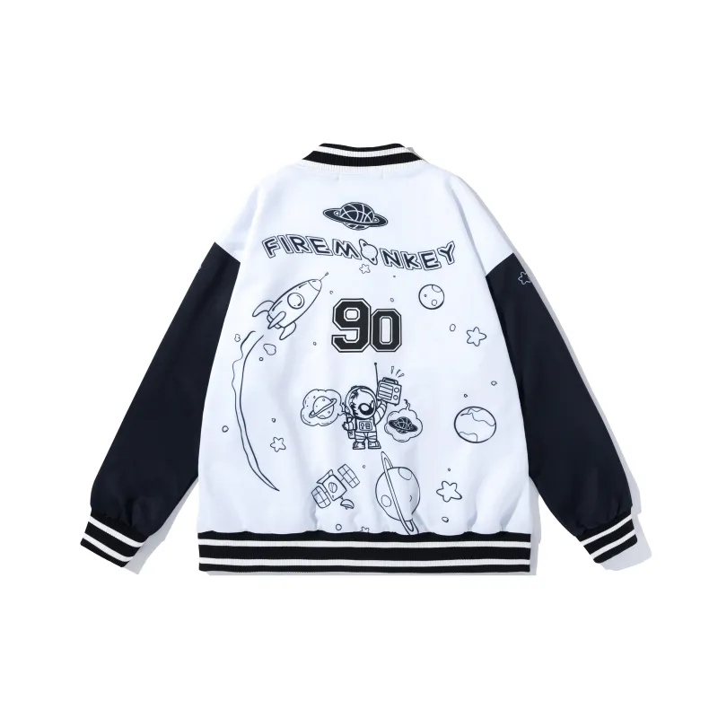 FireMonkey Baseball Jacket Unisex White-5