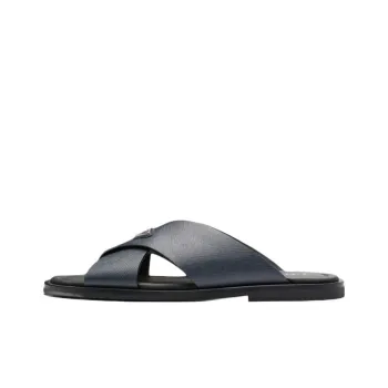 PRADA Saffiano Slide Slippers Men's Sea Blue