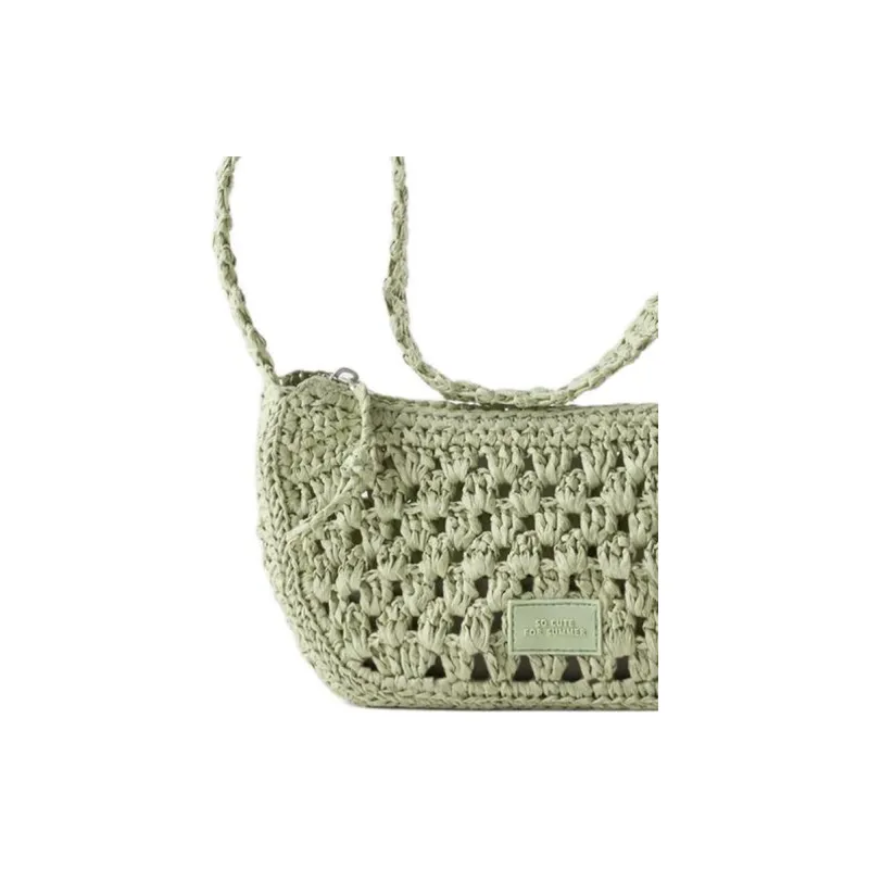 ZARA Cellulose Material Palm Leaf Handbag, Shoulder Bag Regular Women's Green-3