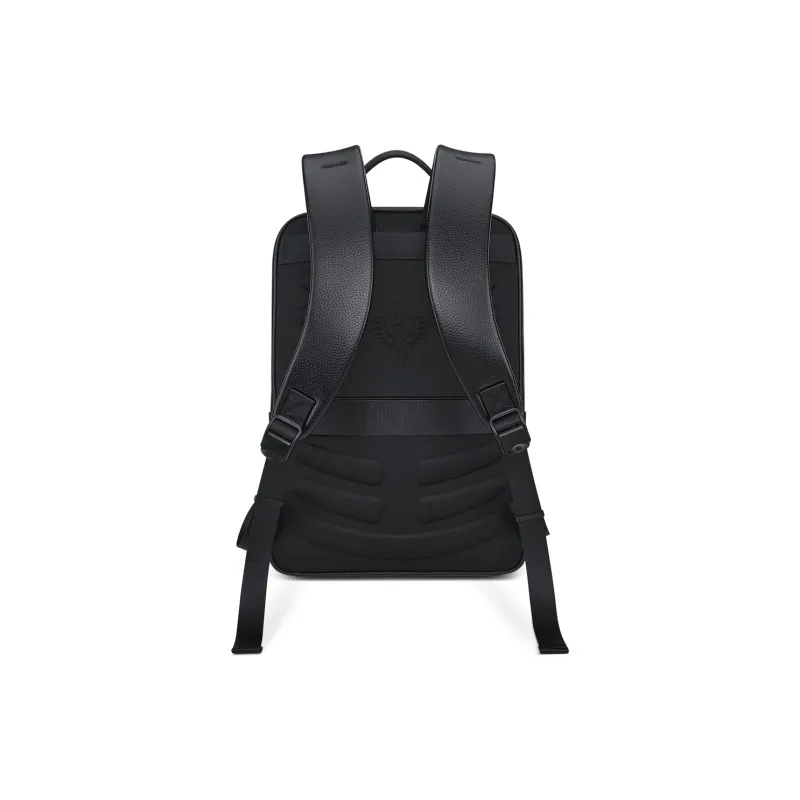 WilliamPOLO Cow Leather Laptop Bag Backpack Regular Men's Black-1