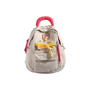 XIANGSU Nylon Fabric Backpack Unisex Gray & Rose Red/Gray & Green/Black & Rose Red/Black & Green