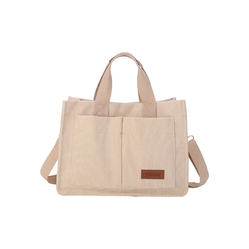 H YXIANG Corduroy Tote One Shoulder Handbag Unisex Multicolor-2