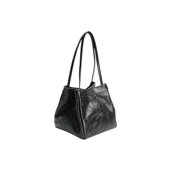 HE BAO BAO Cow Leather One Shoulder Handbag Women's Black