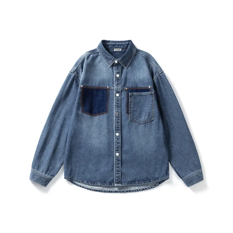 HIPANDA Denim Jacket Men's Blue-0
