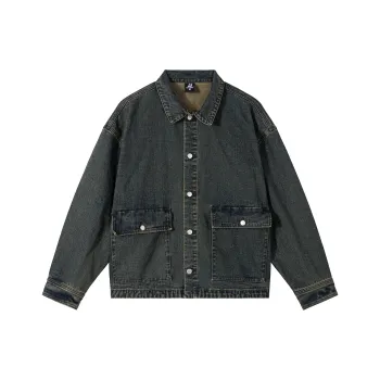 XINYINSU 24FW Denim Jacket Unisex Dark Blue