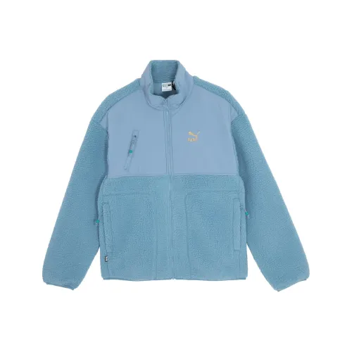 PUMA CNY Year Of The Dragon Series Velvet feel Coat Unisex Light Blue