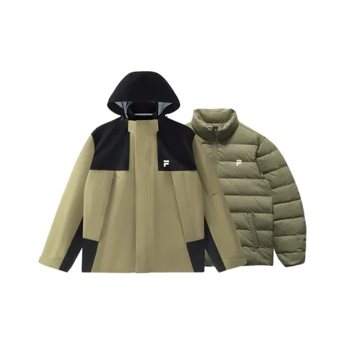 FILA FUSION FOB Waterproof And Warm Windbreaker Jacket Unisex 2 Piece Set Pale Green Butterfly