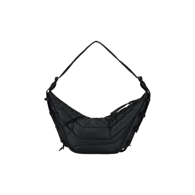 Lemaire Cotton One Shoulder Handbag Small Size Unisex Gray Black-2