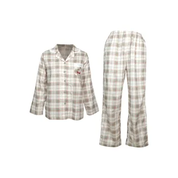 FENTENG Pajama Set Women's Green Plaid