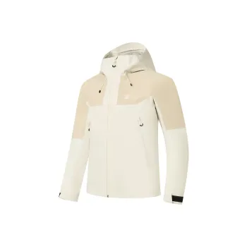 QIAODAN Mountain God Series Water Resistant Windproof Breathable Windbreaker Jacket Men's Cream White/Birch Wood
