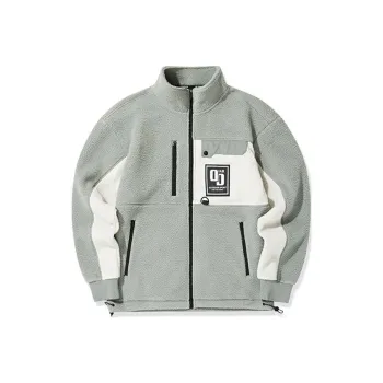 QIAODAN Velvet feel Coat Men's Porcelain Gray Green/Smoke White