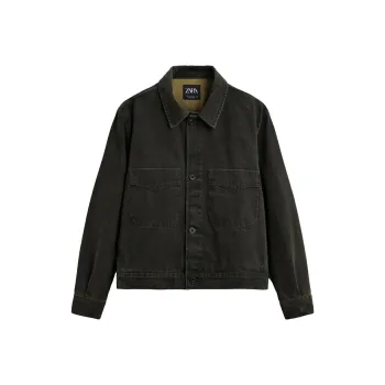 ZARA Denim Jacket Men's Dark Khaki