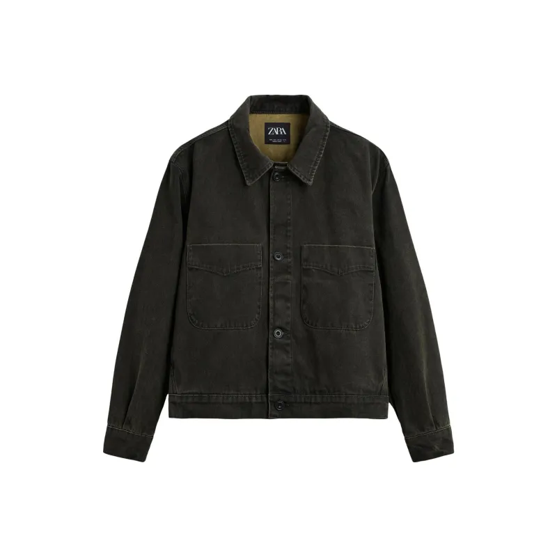 ZARA Denim Jacket Men's Dark Khaki-0