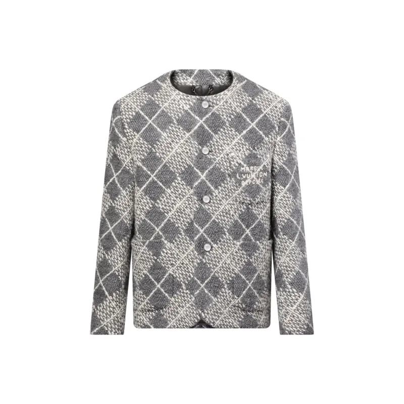 LOUIS VUITTON Chic Collarless Wool Jacket-0