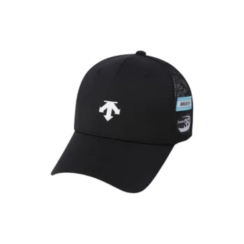 DESCENTE Polyester, Polyurethane Baseball Caps Unisex Black