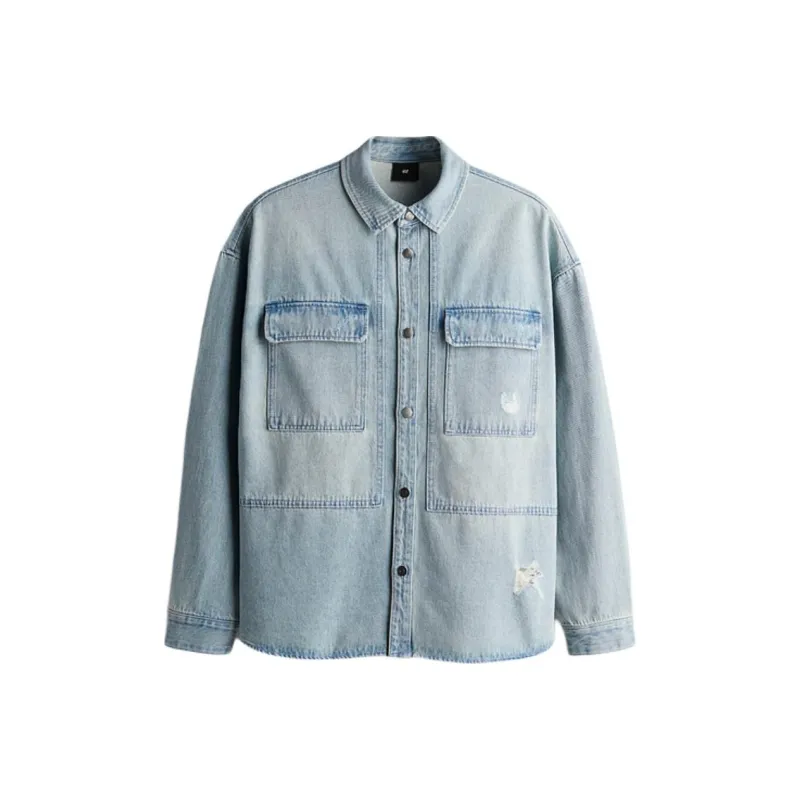H&M Denim Jacket Men's Light Denim Blue-0