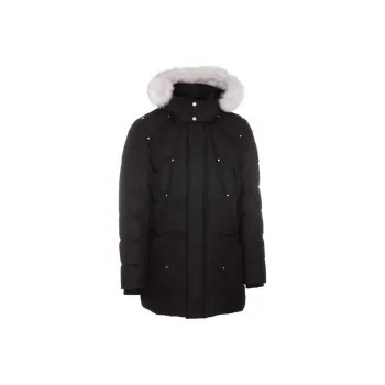 Moose Knuckles FW22 Solid Color Detachable Hood Down Jacket Men's Black