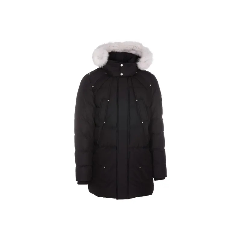 Moose Knuckles FW22 Solid Color Detachable Hood Down Jacket Men's Black-0