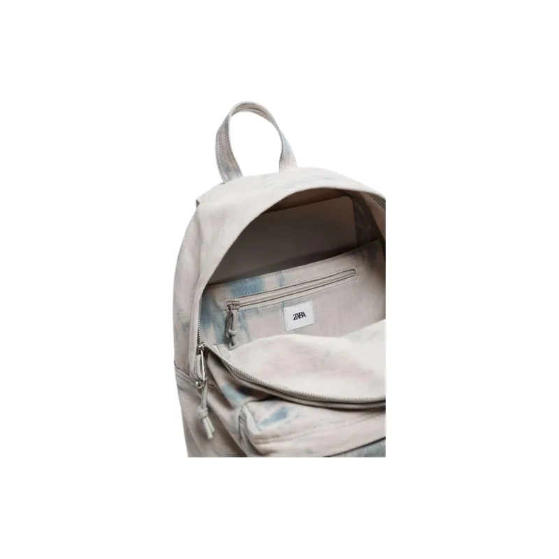 ZARA Cotton And Polyester Blend Backpack Medium Size Men's Blue-4