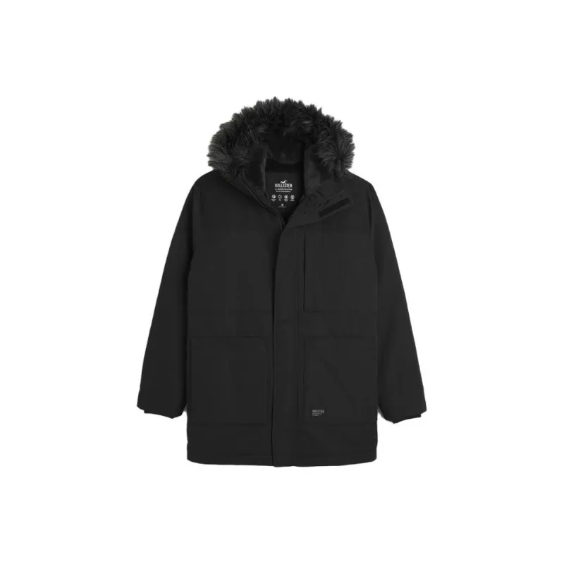 Hollister Coats Men Black-0