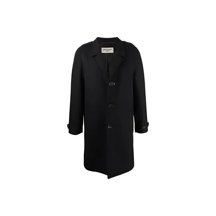 SAINT LAURENT FW21 Men Wool Single-Breasted Coat Black-0