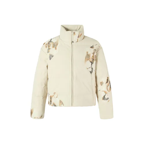 YADcrew Cropped White Duck Down Warm Down Jacket Thick Coat Unisex