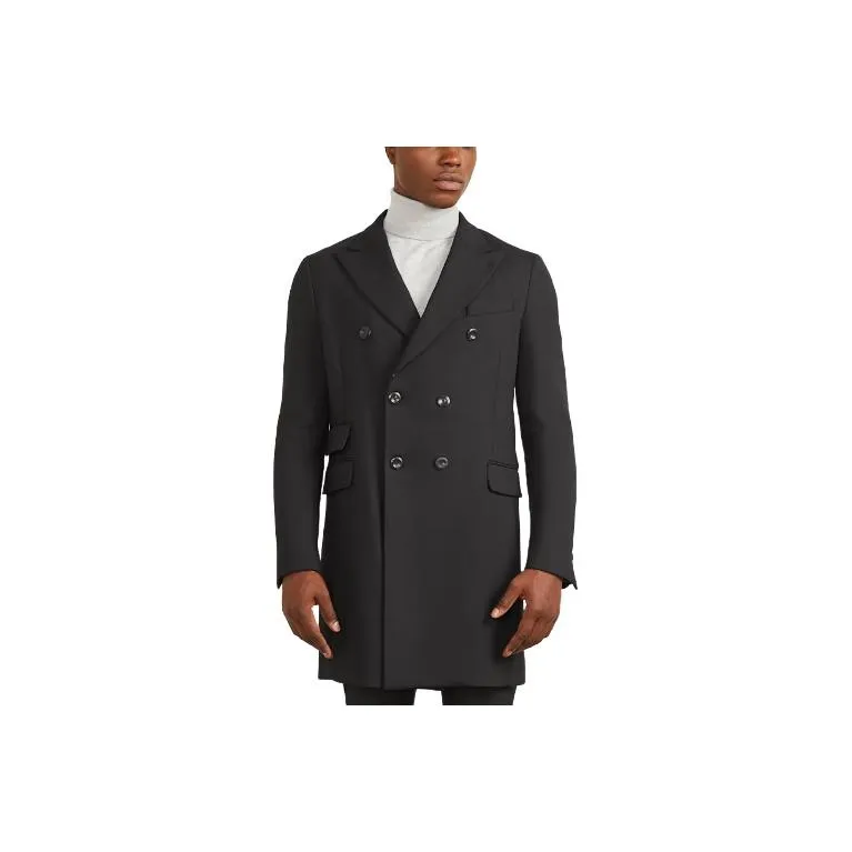 GUESS Evening Double Breasted Coat Coats Men's Black-0