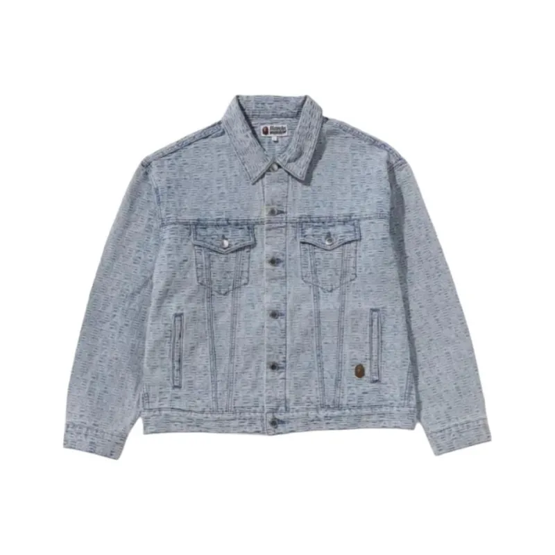 A BATHING APE Lux Sport Pattern Jacquard Denim Trucker Jacket-0