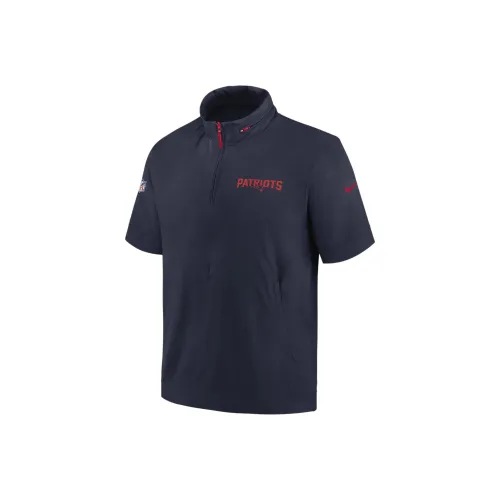 Nike New England Patriots Sideline Coach Men's Nike Nfl 1/2 Zip Short Sleeve Hooded Jacket