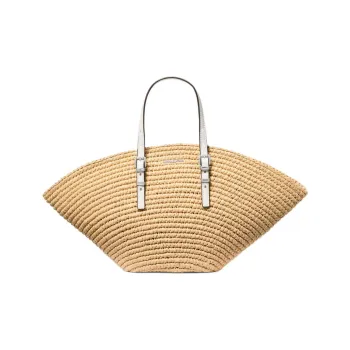 MICHAEL KORS Fabric Tote Bag, Shopping Bag, Shoulder Bag, Handbag Small Size Women's Natural & White