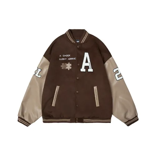 A Chock Baseball Jacket Unisex Coffee