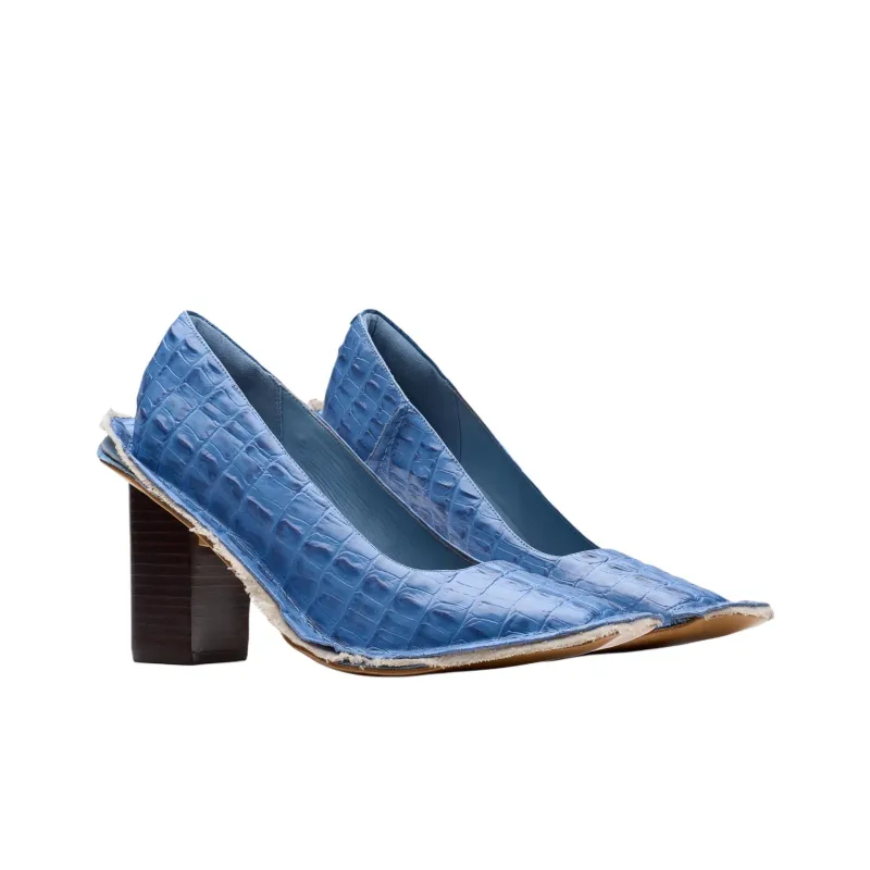 Clarks Martine Rose Block Heel High Heels 8.5cm Women's Blue-2