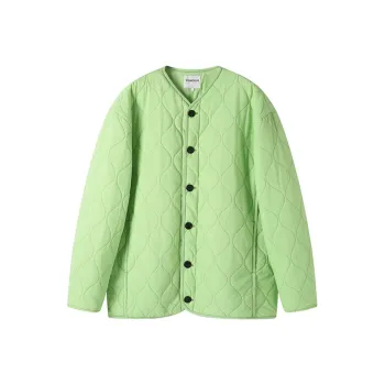 YOSHIYOYI Collarless Loose Fit Puffer Jacket Unisex Neon Green
