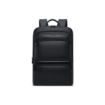 WilliamPOLO Cow Leather Laptop Bag Backpack Regular Men's Black