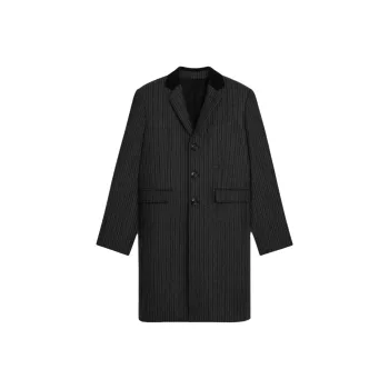 CELINE Chesterfield Coat In Striped Wool