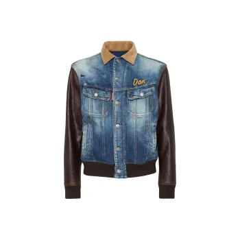 DSQUARED 2 Medium Rusty Nail Wash L.A. College Distressed Jacket