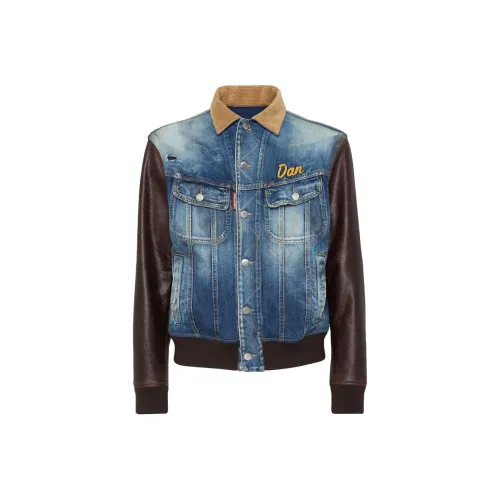 DSQUARED 2 Medium Rusty Nail Wash L.A. College Distressed Jacket