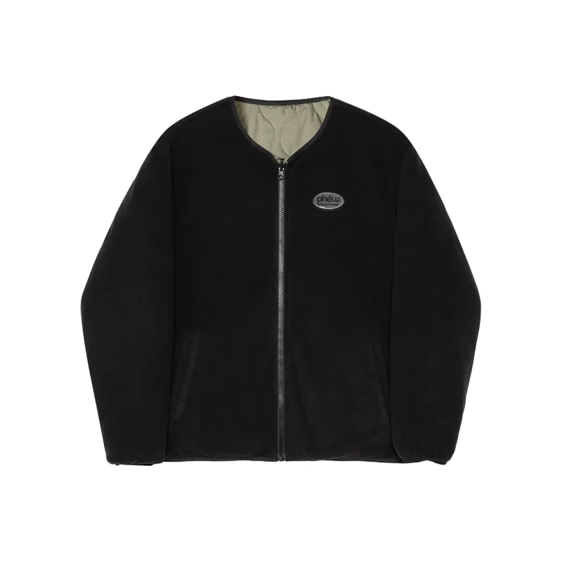 Phew Letter Collarless Loose Fit Thickened Puffer Jacket Unisex-0