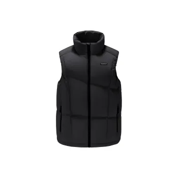 QIE Solid Color Windproof Warm Soft Shell Stand Collar H Line Down Vest Unisex